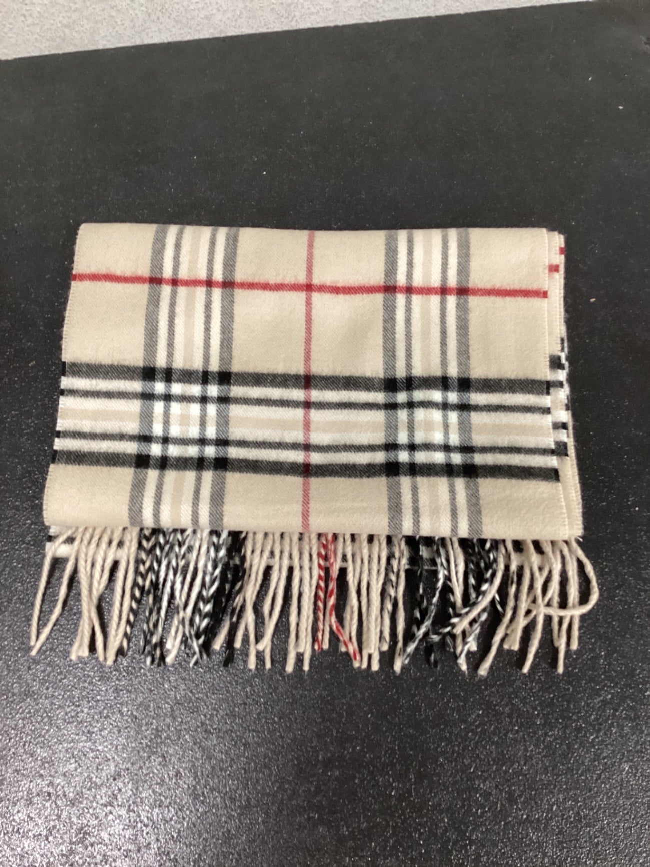 Pre-Loved Schal Beige mit Karomuster