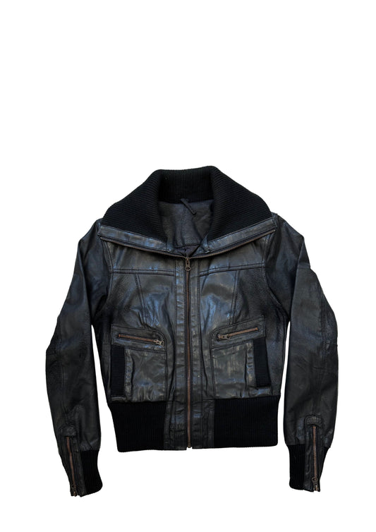 Mini Leather Jacket black - mint