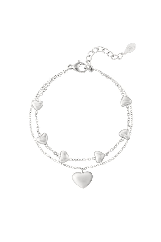 zweigliedriges Armband mit Herzen silber - mint